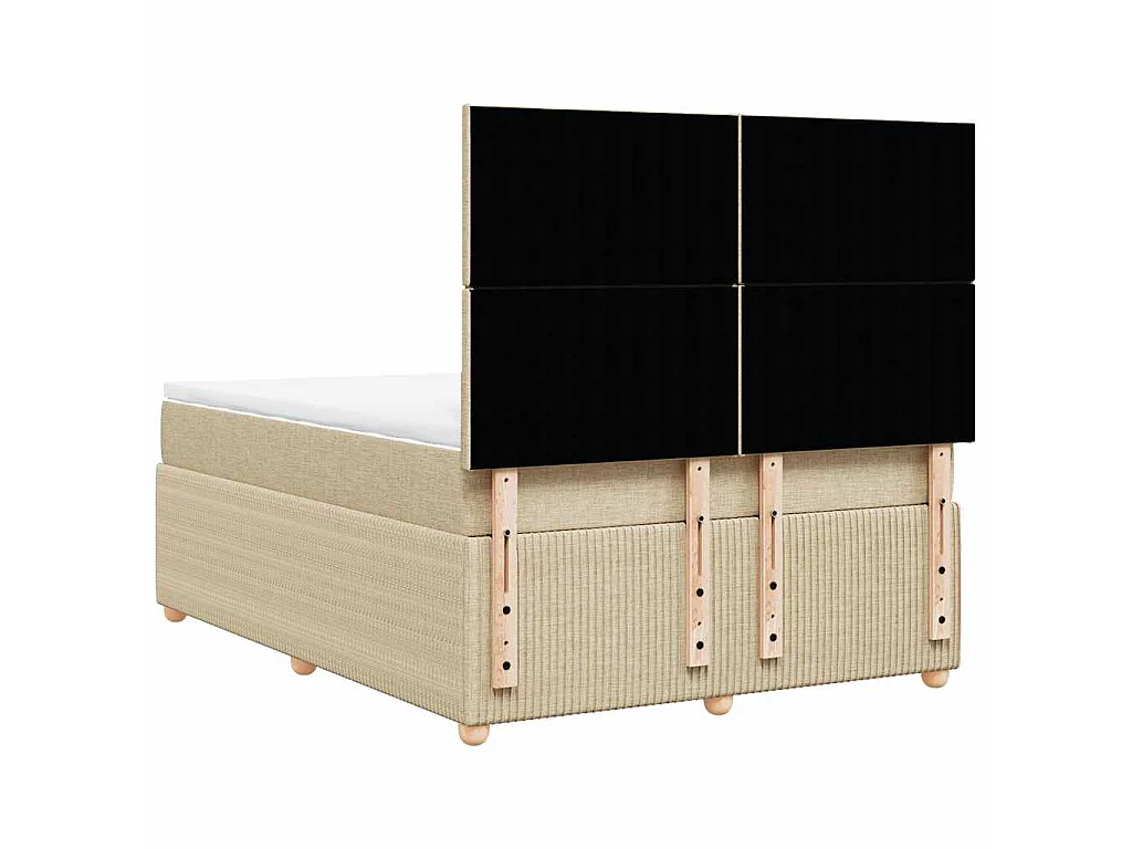 Boxspring met matras stof crèmekleurig 140x190 cm