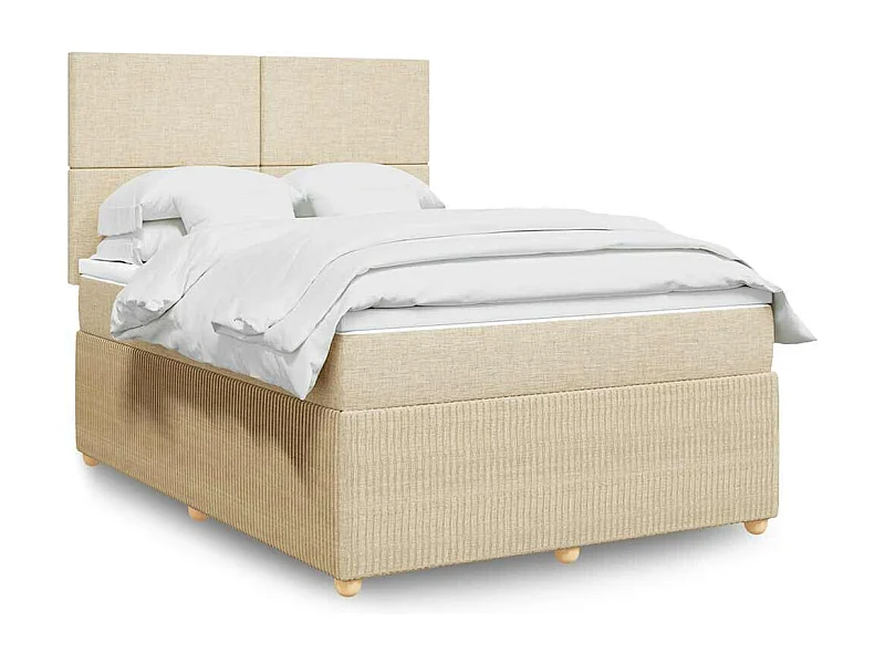Boxspring met matras stof crèmekleurig 140x190 cm