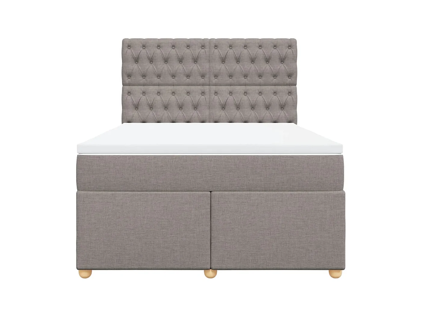 Cama box spring con colchón tela gris taupe 160x200 cm