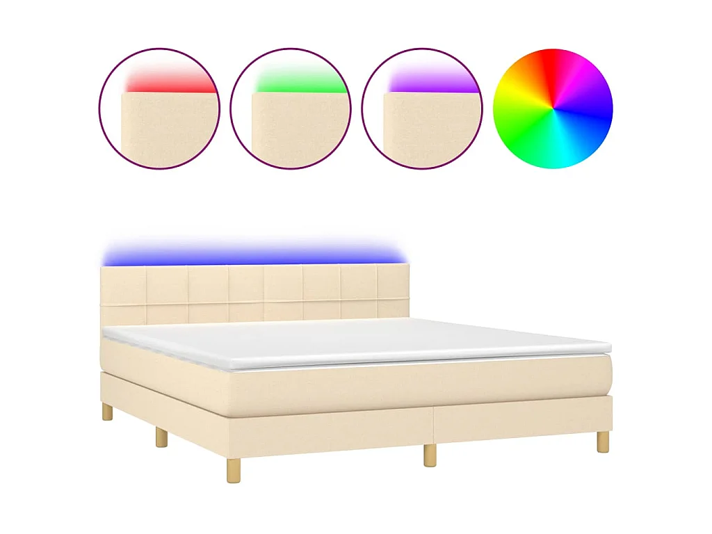 Boxspring met matras en LED stof crèmekleurig 180x200 cm