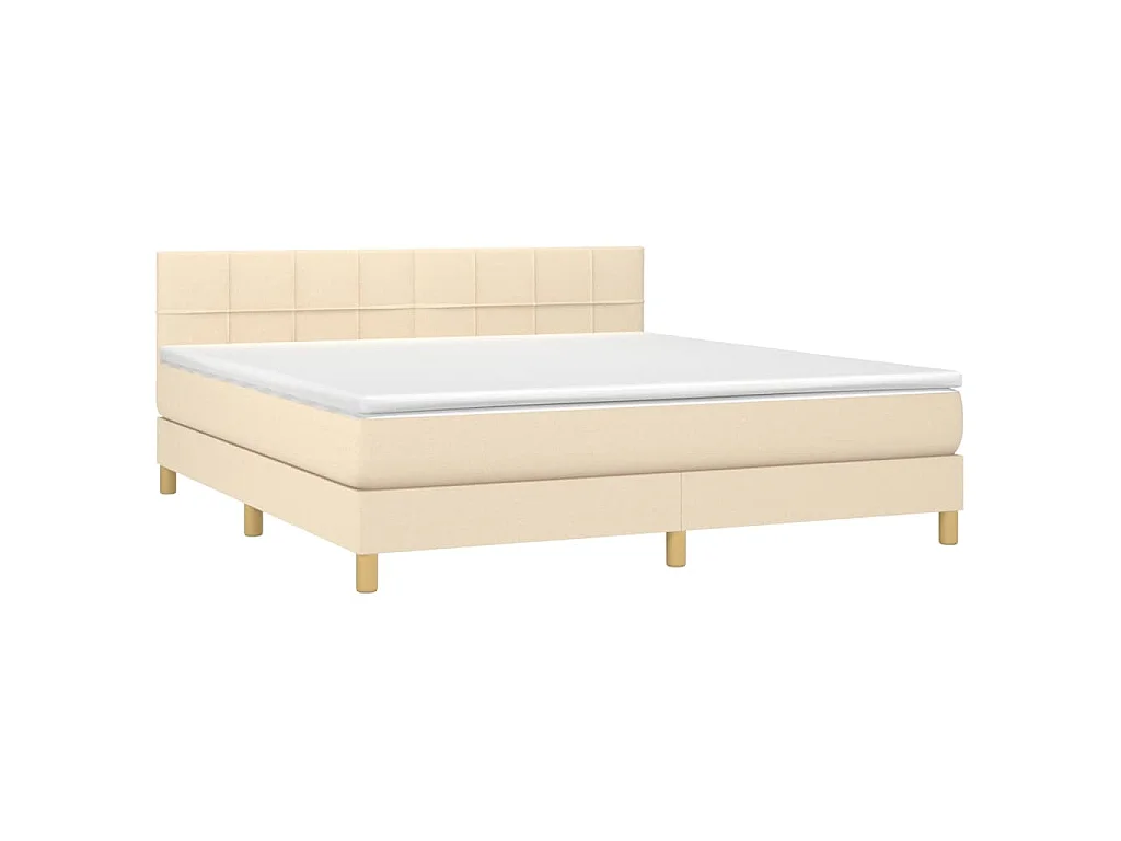 Sommier à lattes de lit avec matelas LED Crème 180x200 cm Tissu