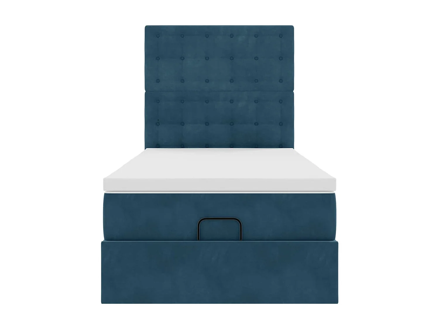 Cadre de lit ottoman avec matelas bleu foncé 90x200 cm velours