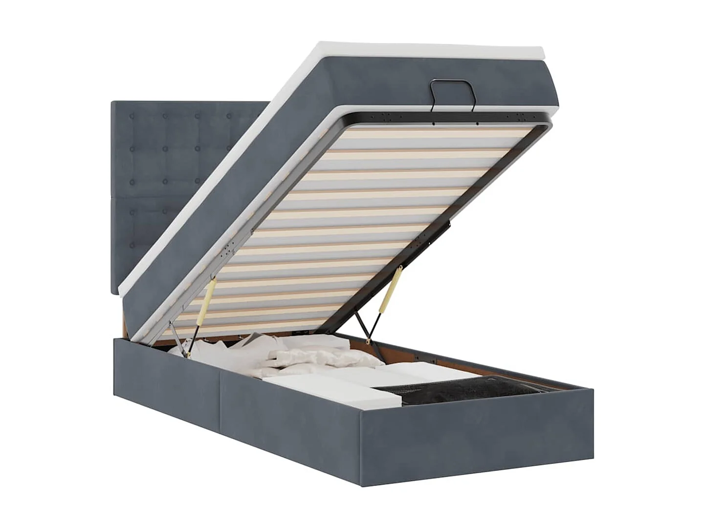 Ottoman bed met matrassen en LED's 90x190cm fluweel donkergrijs