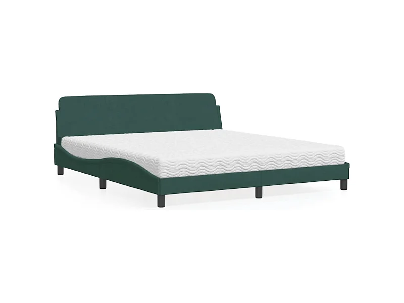 Letto con Materasso Dover Verde Scuro 180x200 cm in Velluto