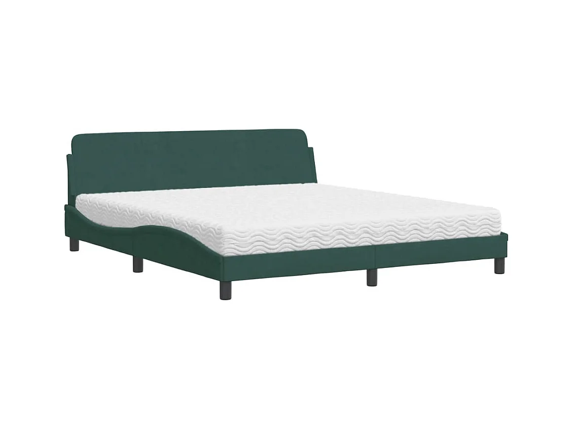 Lit avec matelas Dover vert foncé 180x200 cm velours
