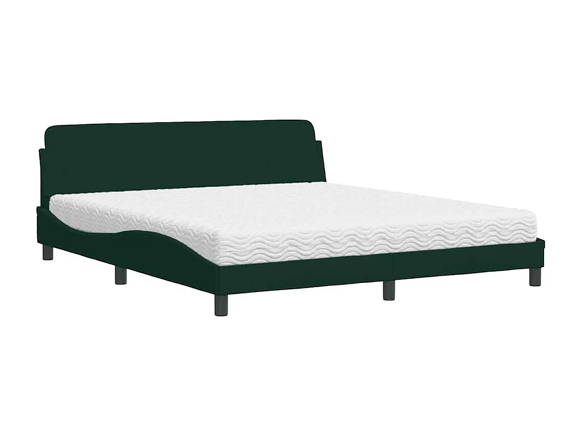 Lit avec matelas Dover vert foncé 180x200 cm velours