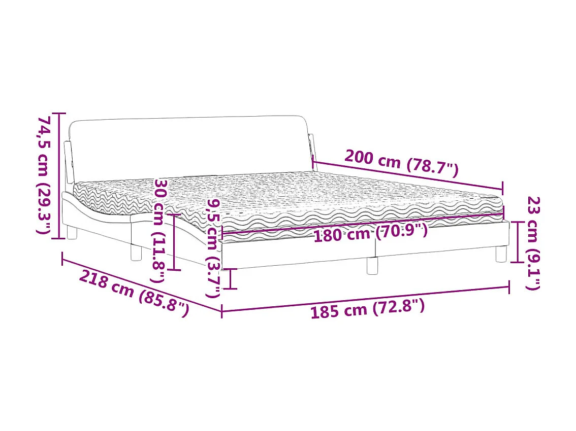 Lit avec matelas Dover vert foncé 180x200 cm velours