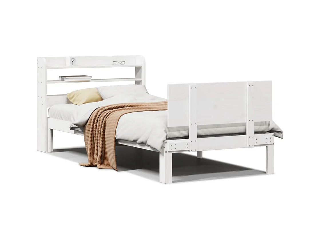 Cadre de lit avec tête de lit sans matelas blanc 100x200 cm