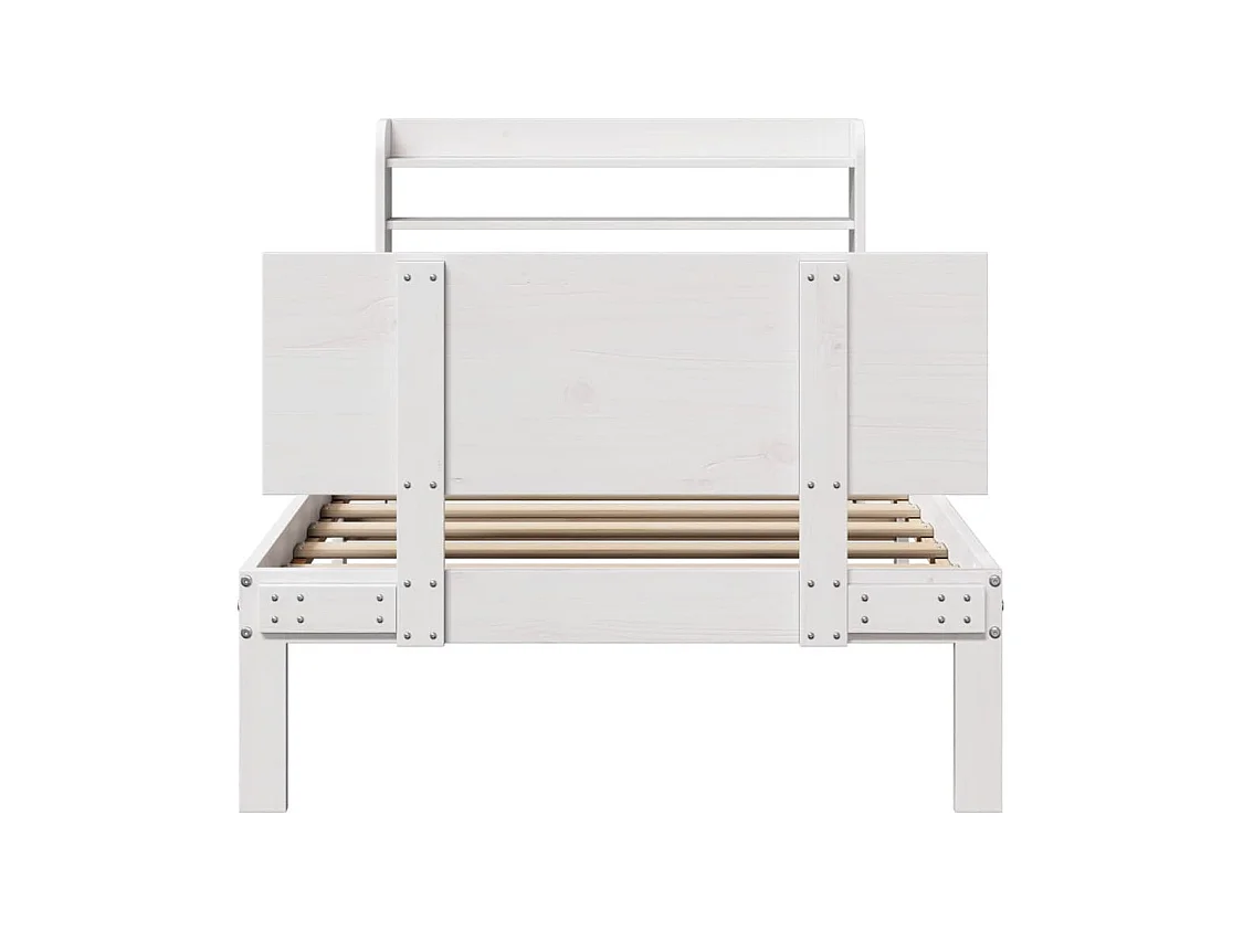 Cadre de lit avec tête de lit sans matelas blanc 100x200 cm