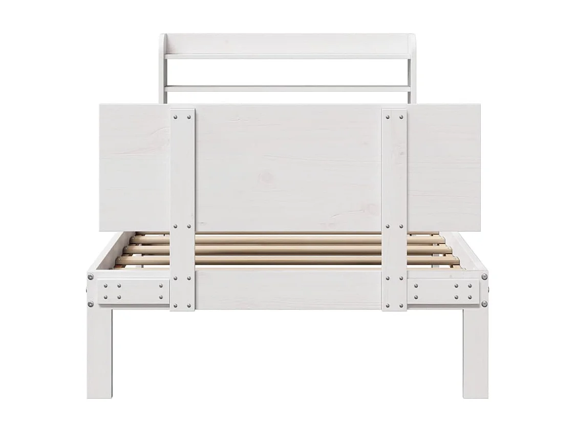 Cadre de lit avec tête de lit sans matelas blanc 100x200 cm