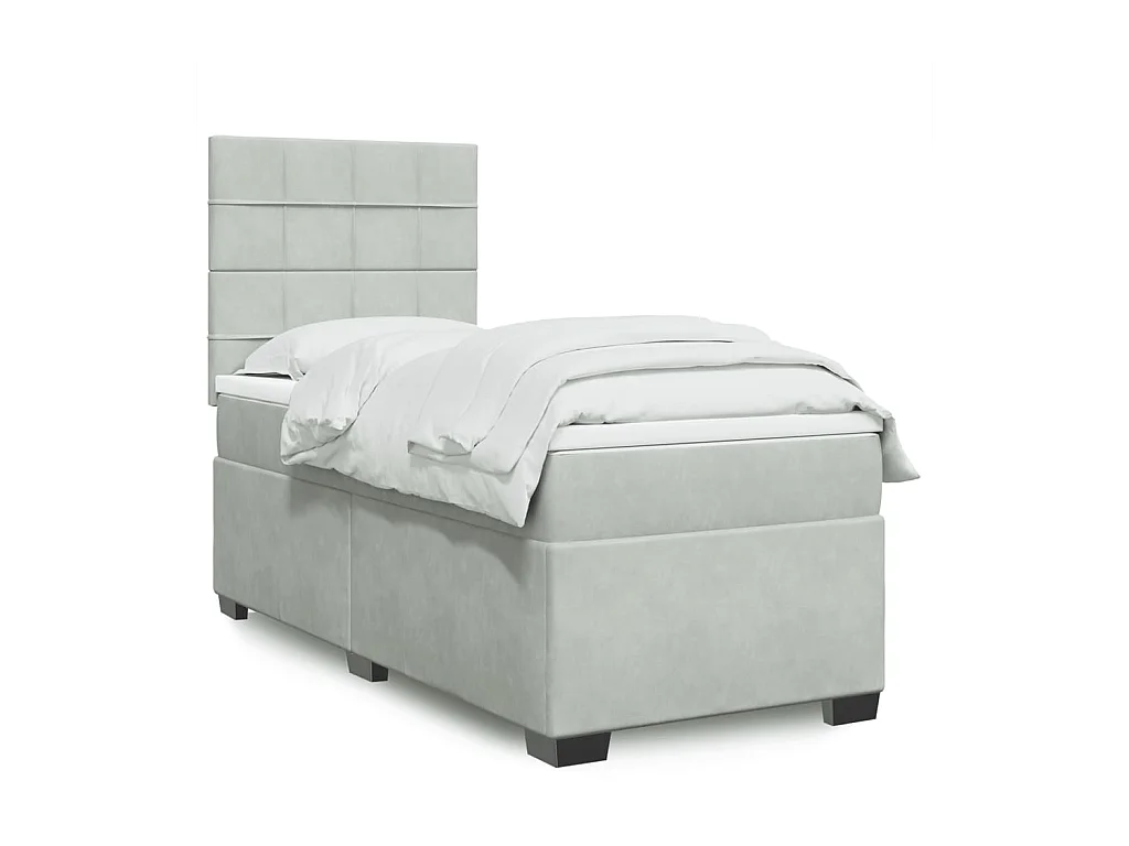 Sommier à lattes de lit et matelas Gris clair 90x200 cm Velours