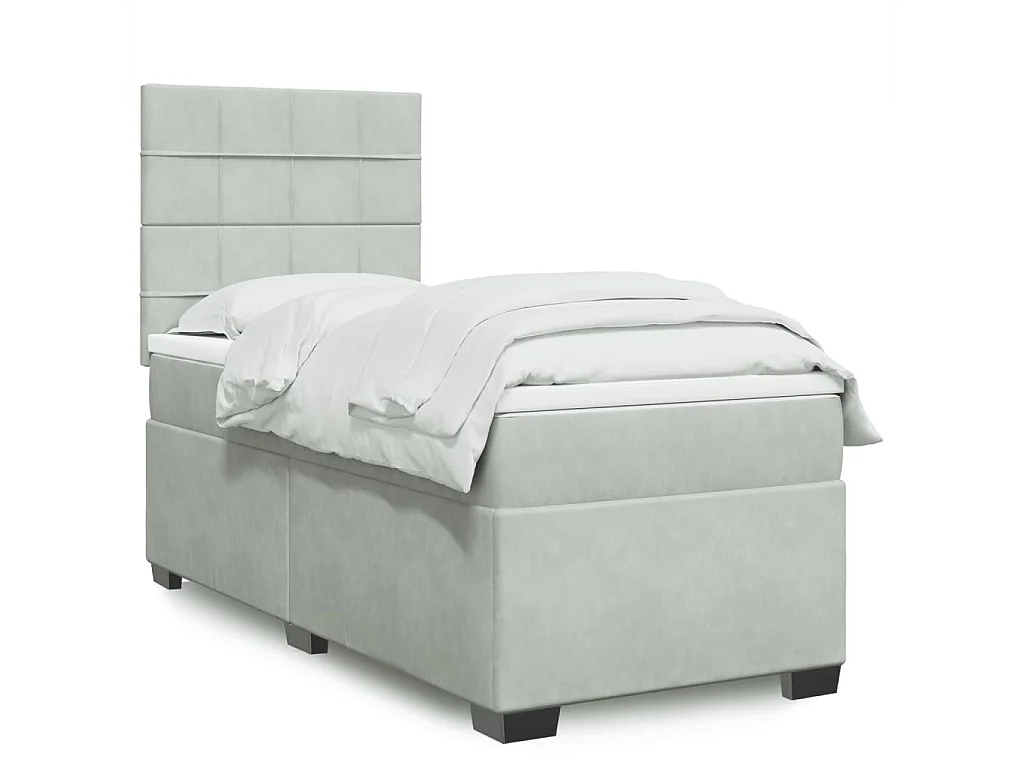 Sommier à lattes de lit et matelas Gris clair 90x200 cm Velours