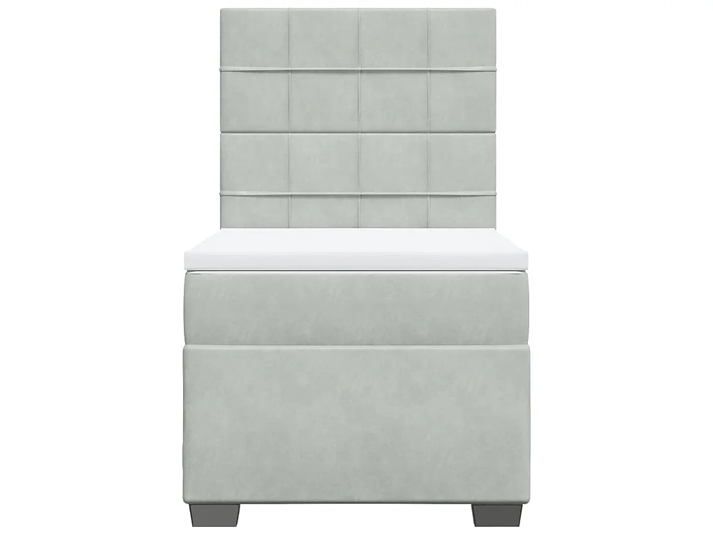 Sommier à lattes de lit et matelas Gris clair 90x200 cm Velours
