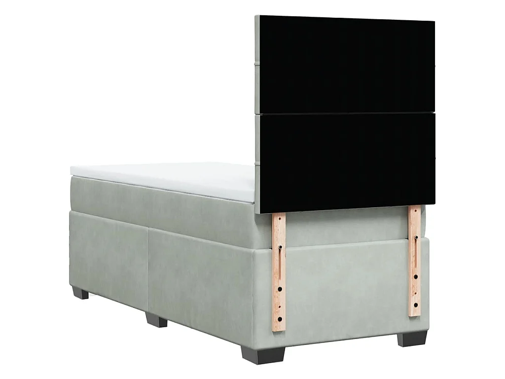 Sommier à lattes de lit et matelas Gris clair 90x200 cm Velours
