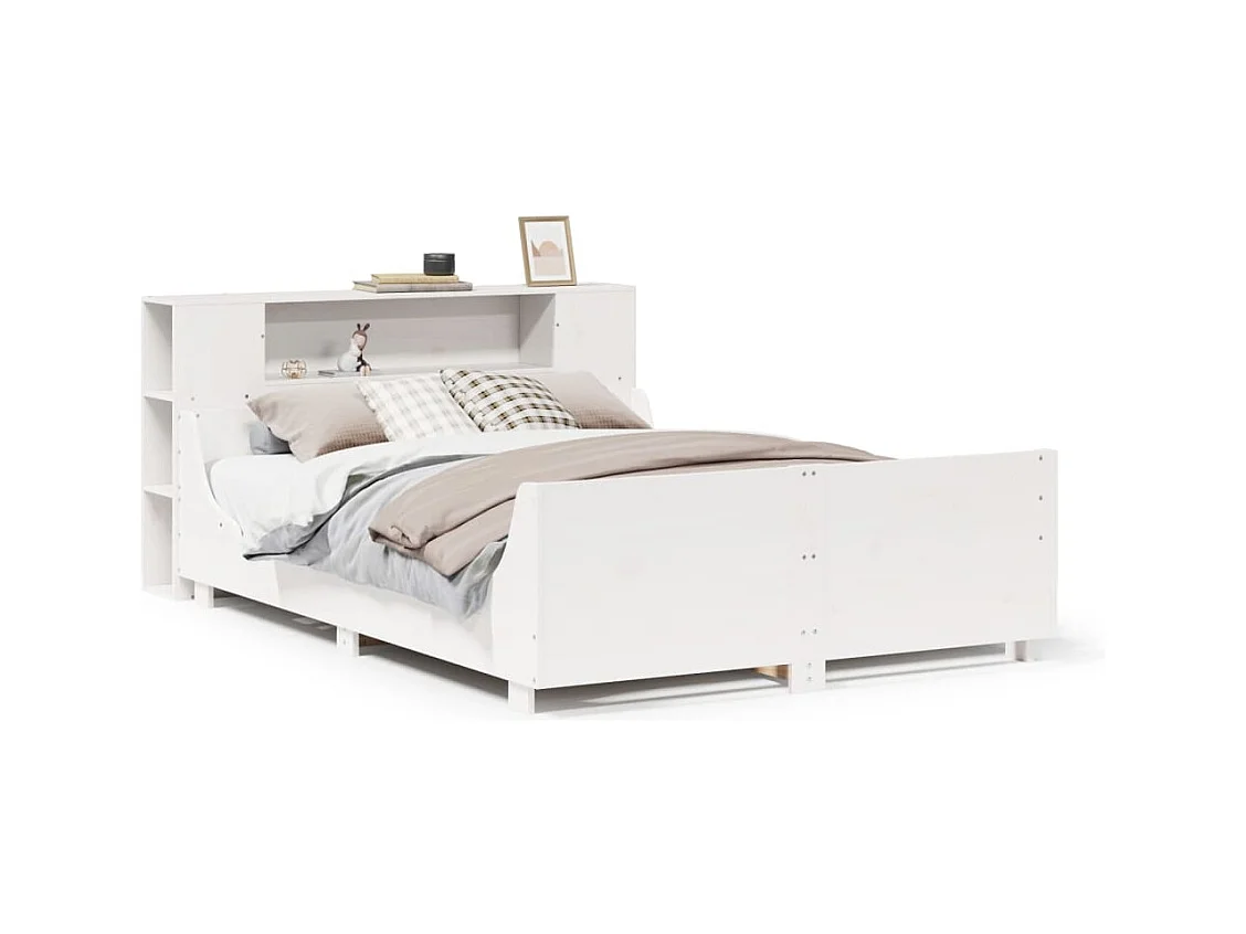 Cadre de lit sans matelas blanc 140x190 cm bois de pin massif