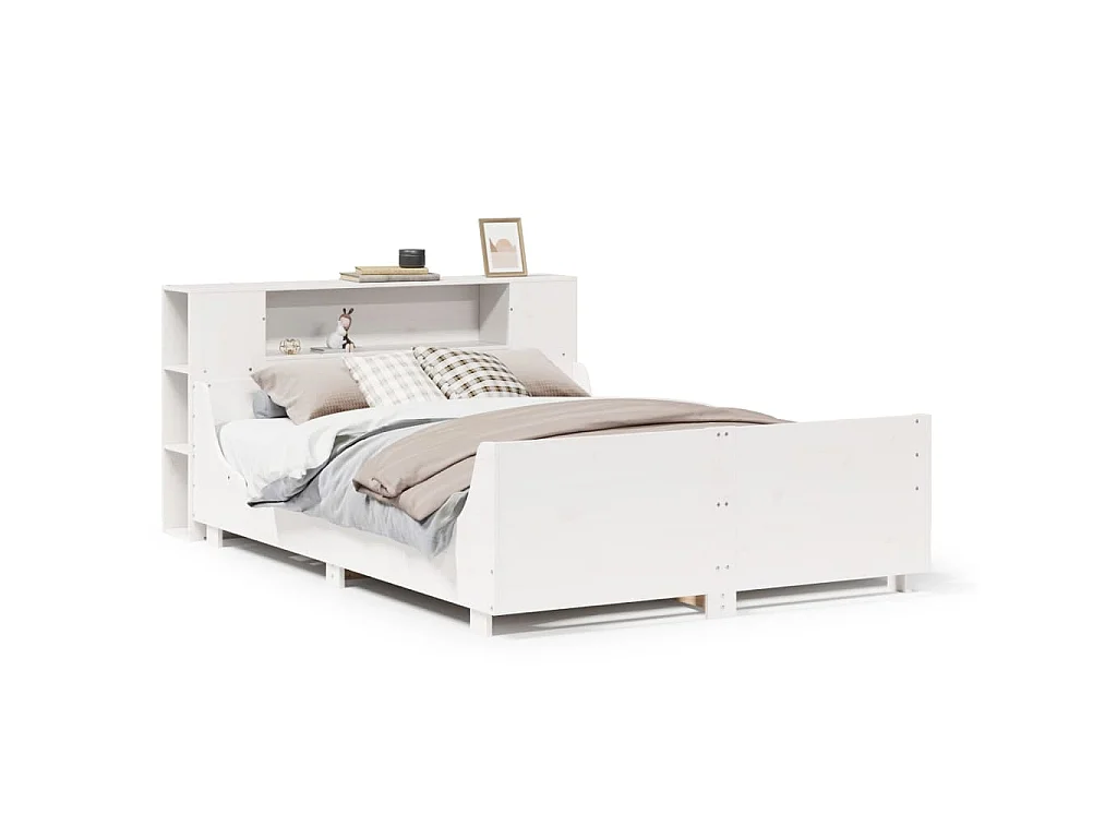 Letto senza Materasso Bianco 140x190 cm Legno Massello di Pino