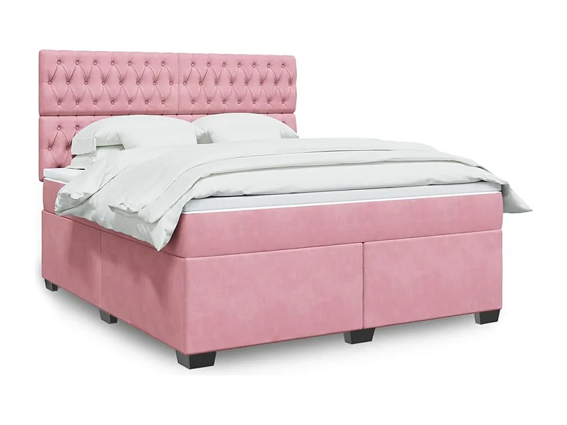 Boxspringbett mit Matratze Rosa 180x200 cm Samt