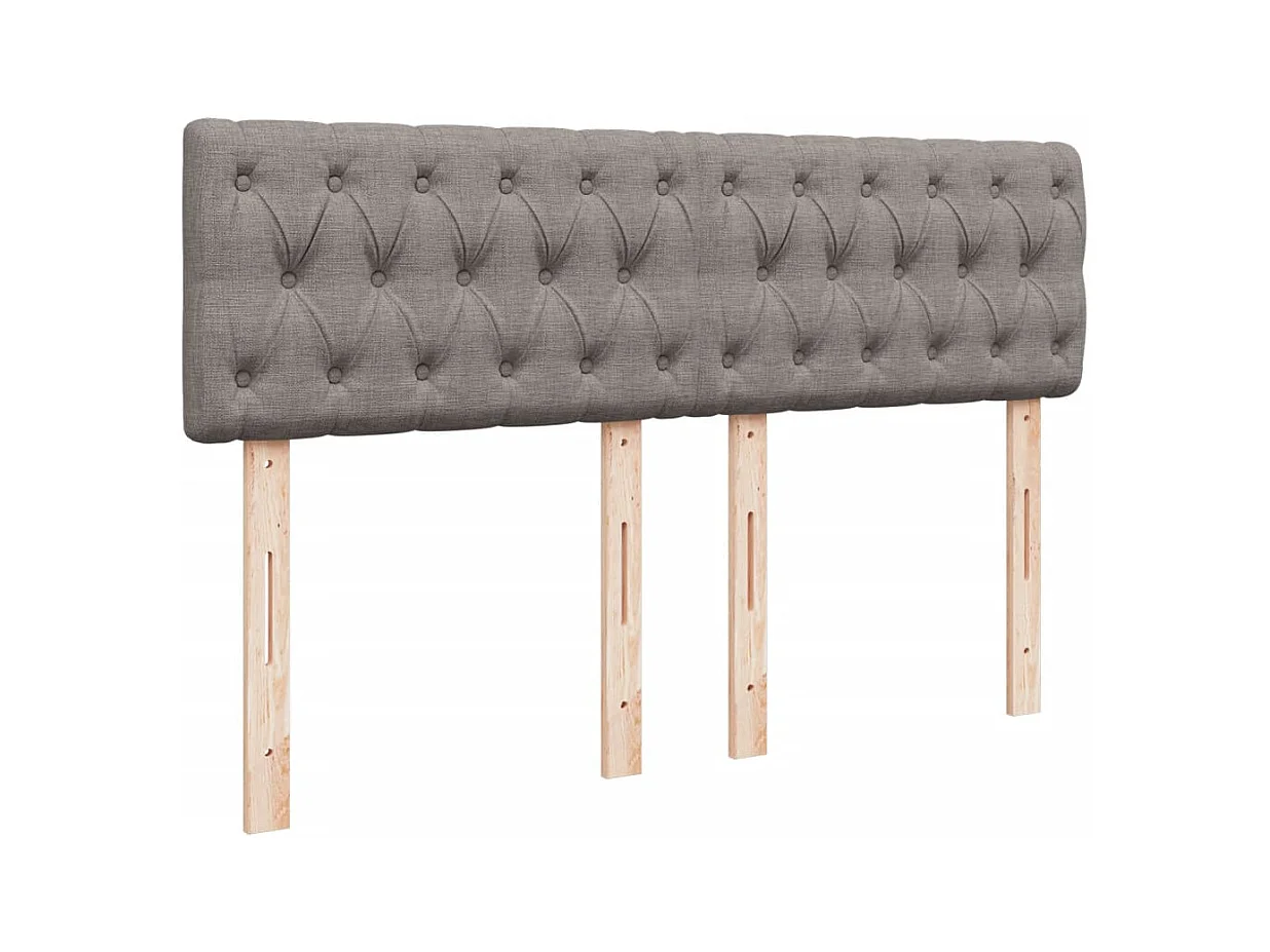 Cama box spring con colchón tela gris taupe 160x200 cm