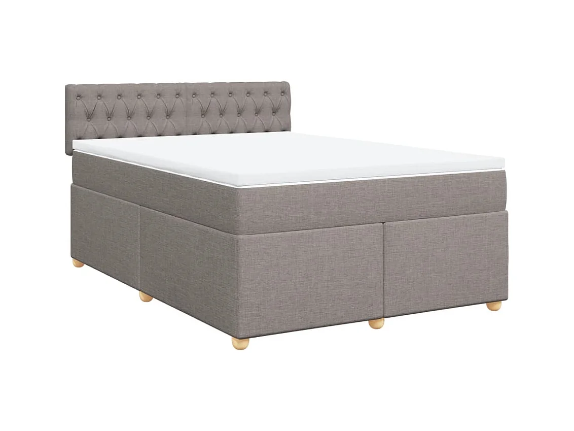 Cama box spring con colchón tela gris taupe 160x200 cm