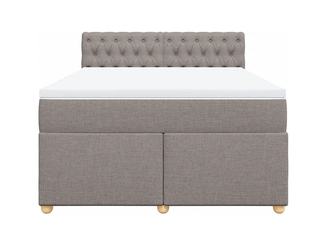 Cama box spring con colchón tela gris taupe 160x200 cm
