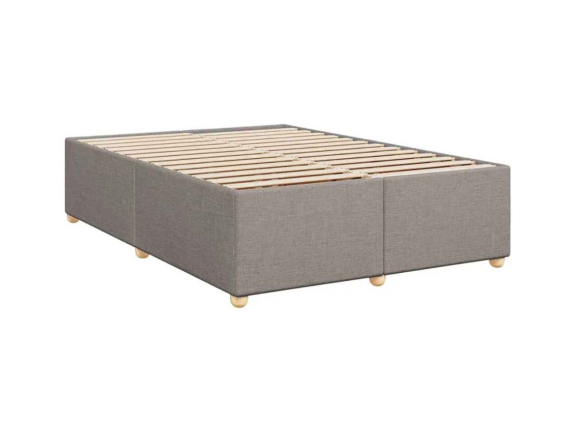 Cama box spring con colchón tela gris taupe 160x200 cm