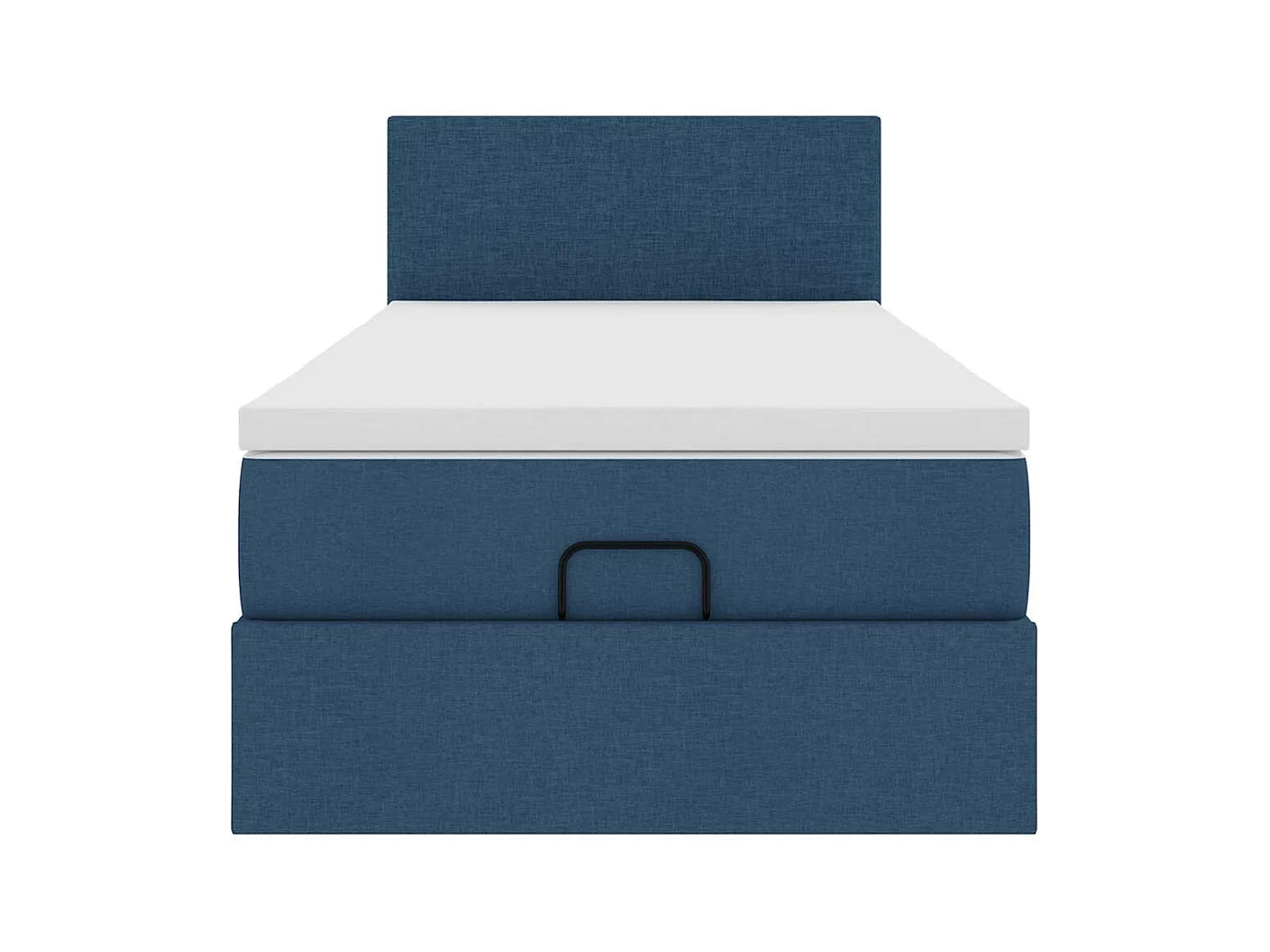 Cadre de lit ottoman avec matelas bleu 90x190 cm tissu