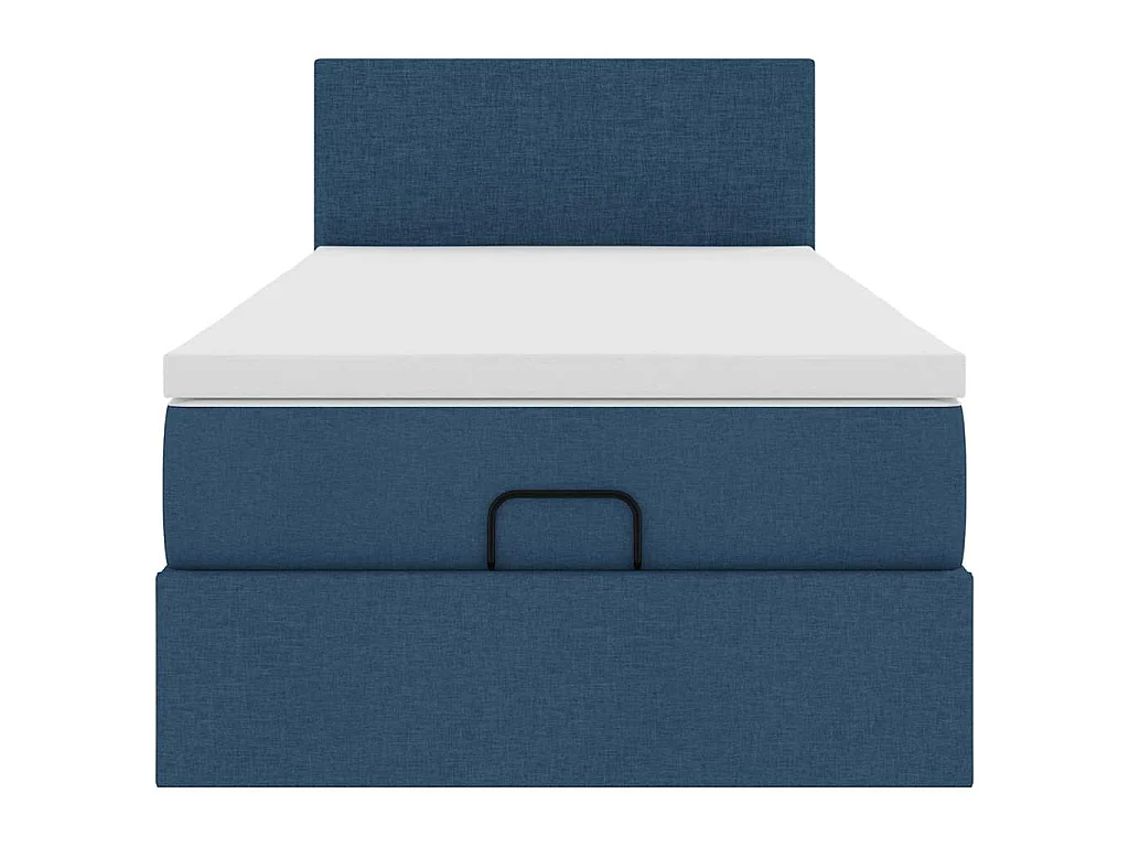 Cadre de lit ottoman avec matelas bleu 90x190 cm tissu