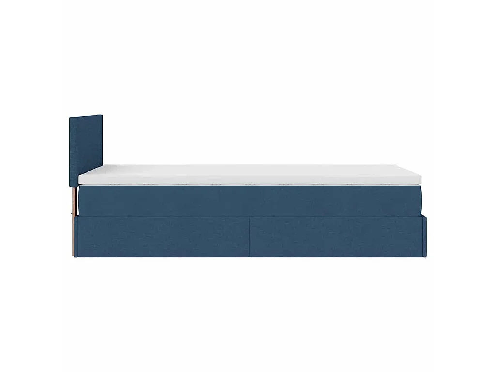 Cadre de lit ottoman avec matelas bleu 90x190 cm tissu