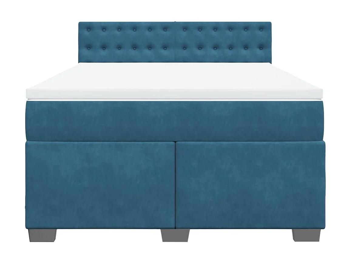 Boxspringbett mit Matratze Dunkelblau 140x200 cm Samt