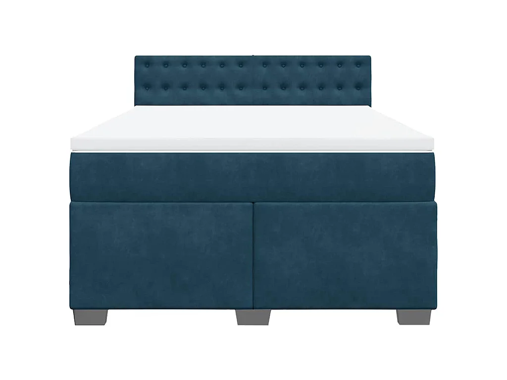 Cama com molas/colchão 140x200 cm veludo azul-escuro