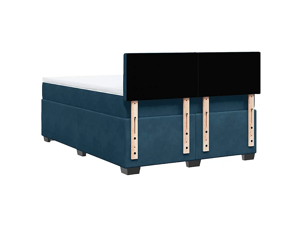 Cama com molas/colchão 140x200 cm veludo azul-escuro