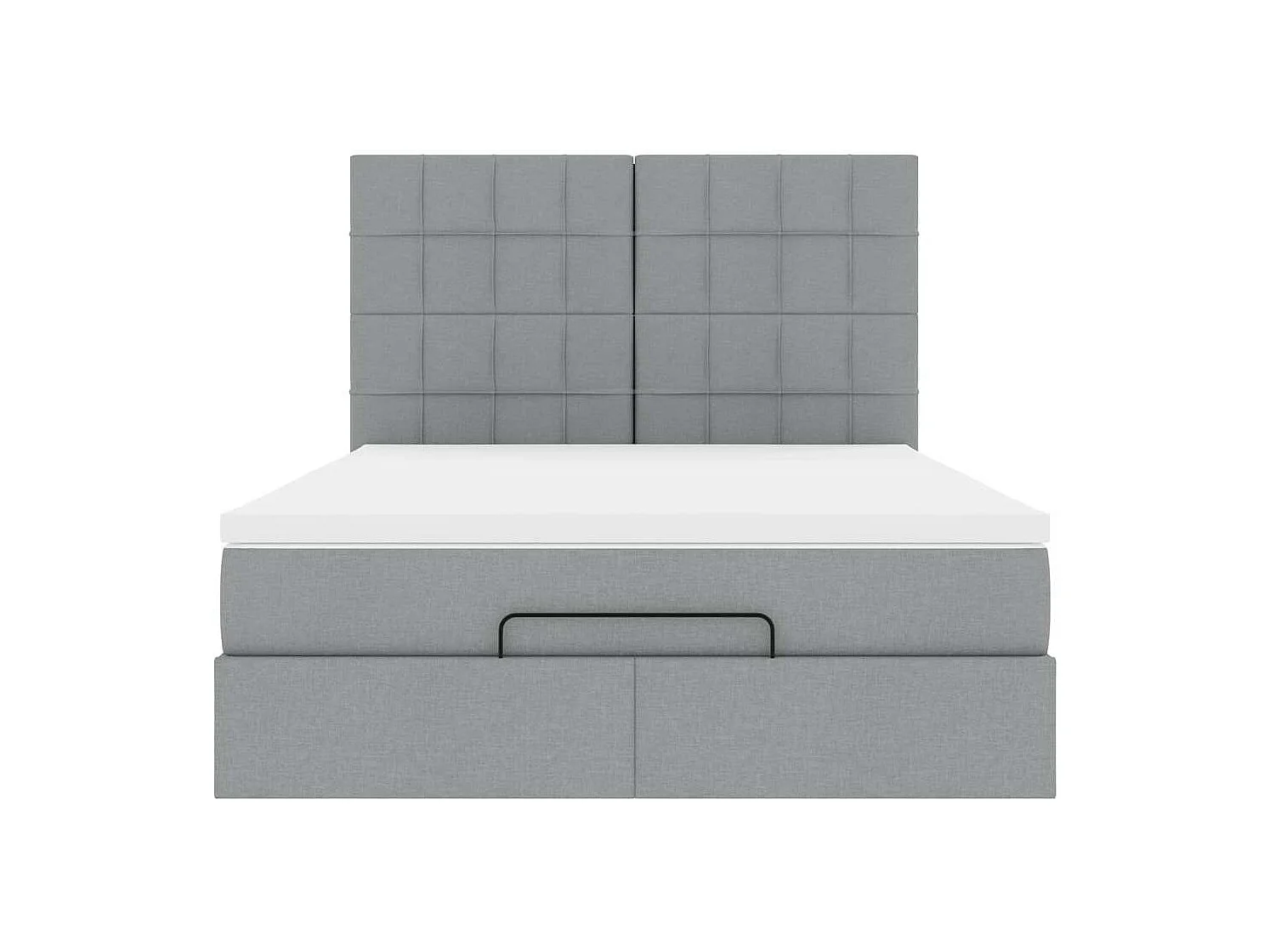 Cadre de lit ottoman et matelas gris clair 140x190 cm tissu