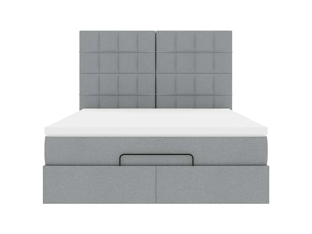 Ottoman bed met matras en LED's 140x190cm stof lichtgrijs