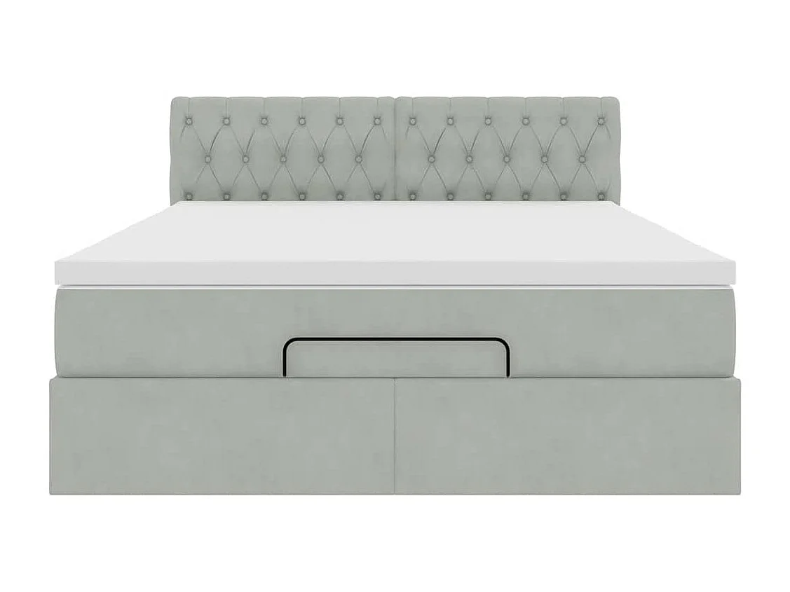 Ottoman-Bett mit Matratze Hellgrau 140x190 cm Samt