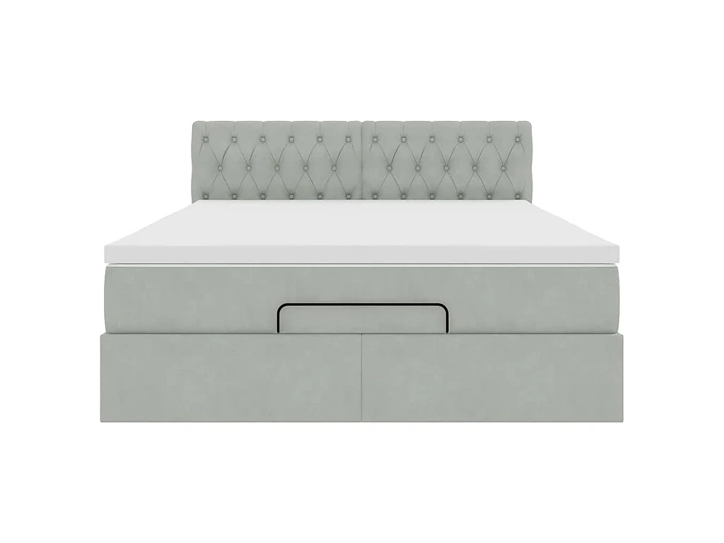 Struttura Letto Pouf con Materasso 140x190 cm Velluto