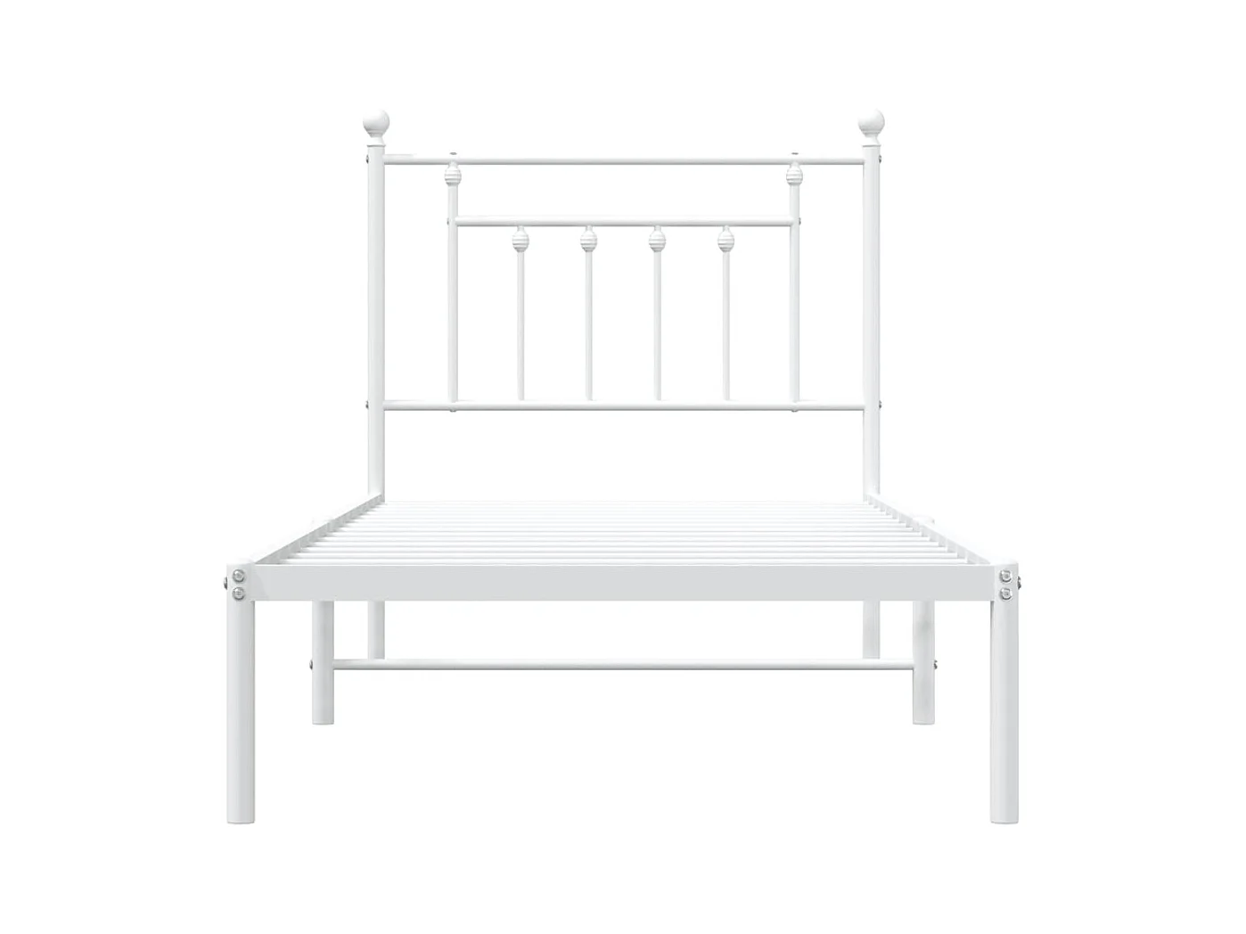 Cadre de lit métal sans matelas avec tête de lit blanc 90x190cm