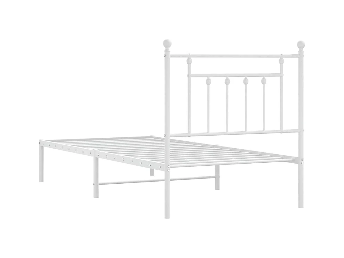 Cadre de lit métal sans matelas avec tête de lit blanc 90x190cm
