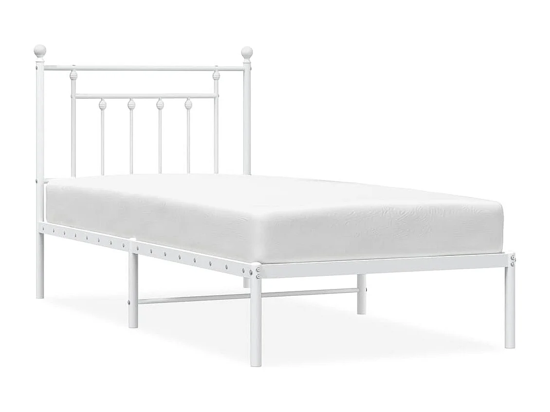 Estrutura de cama com cabeceira 90x190 cm metal branco