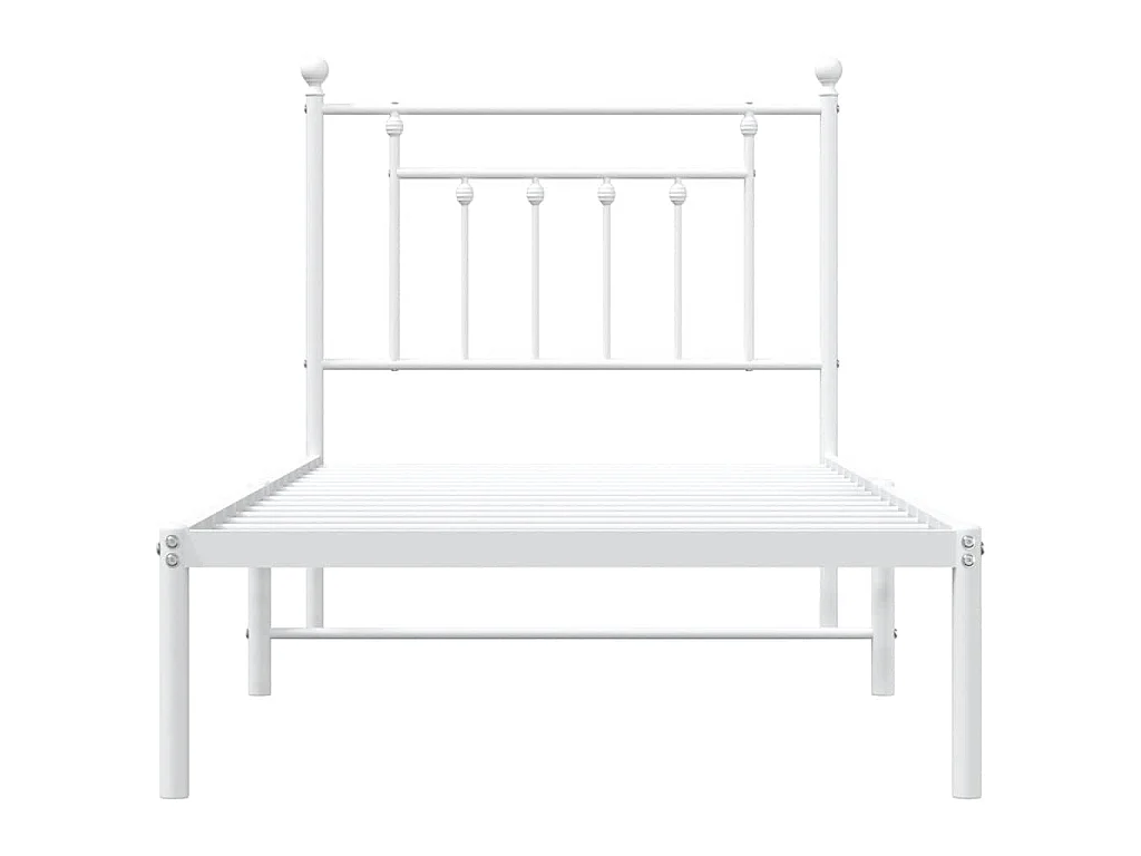 Bedframe met hoofdbord metaal wit 90x190 cm