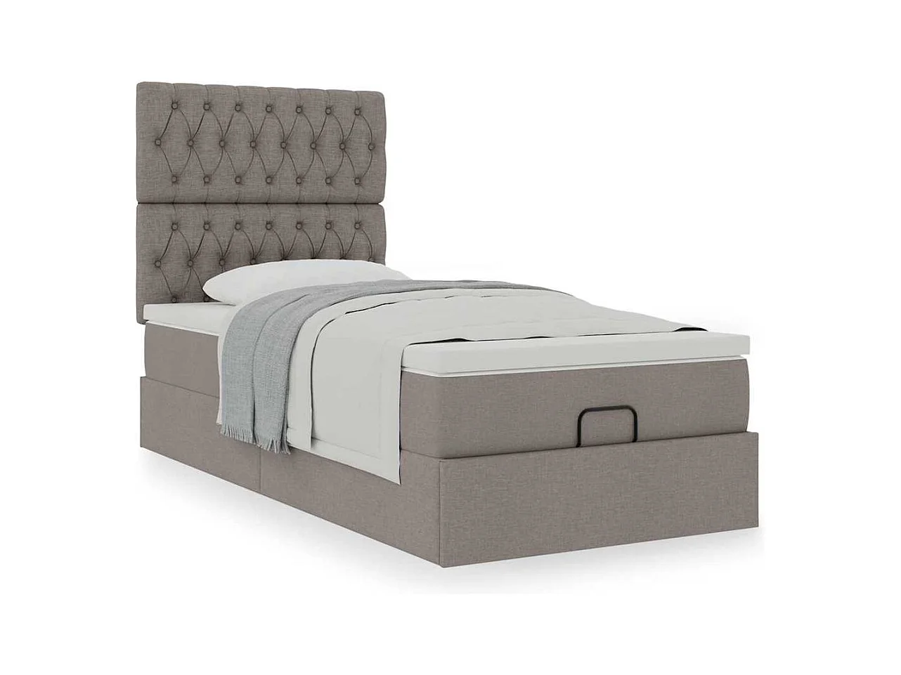 Ottoman-Bett mit Matratze Taupe 100x200 cm Stoff