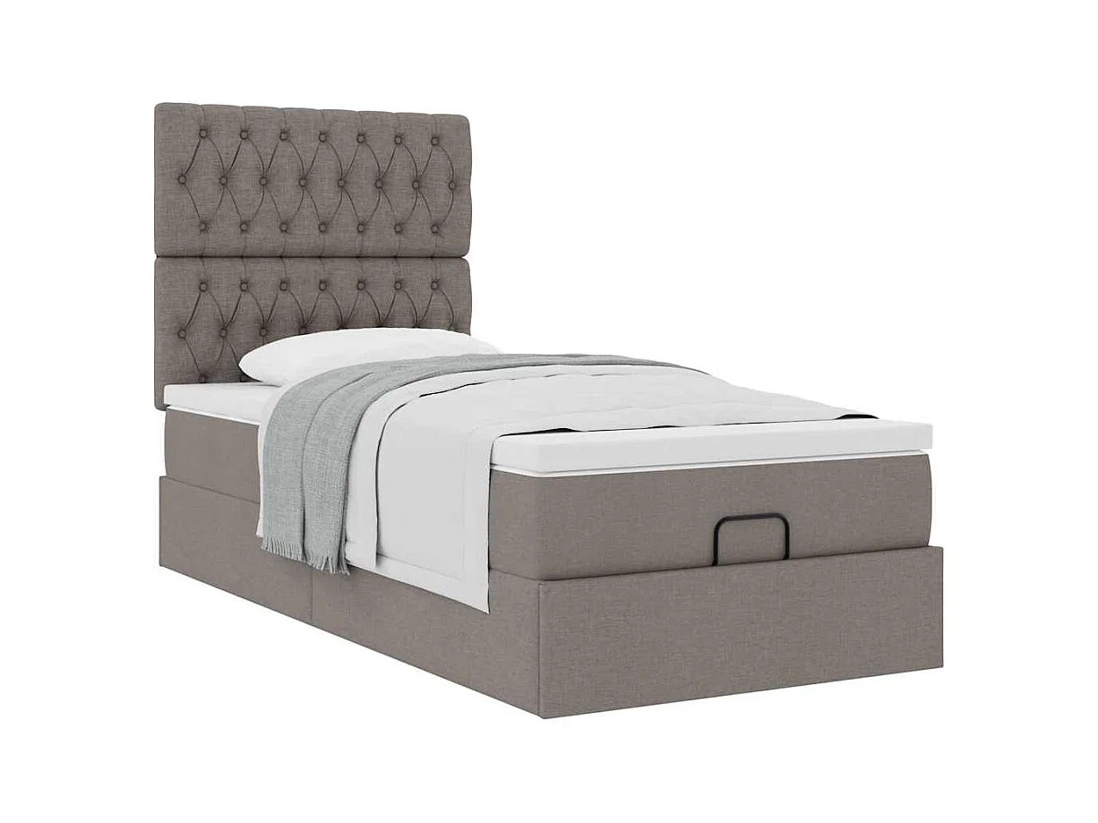 Ottoman-Bett mit Matratze Taupe 100x200 cm Stoff