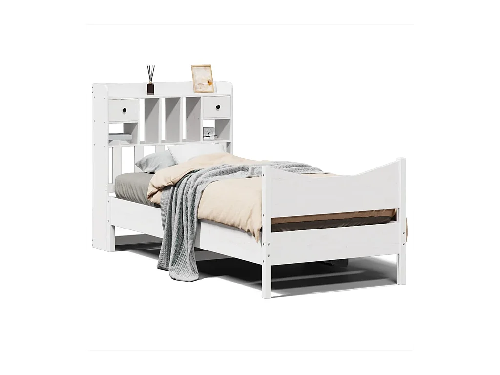 Cadre de lit sans matelas blanc 90x200 cm bois de pin massif