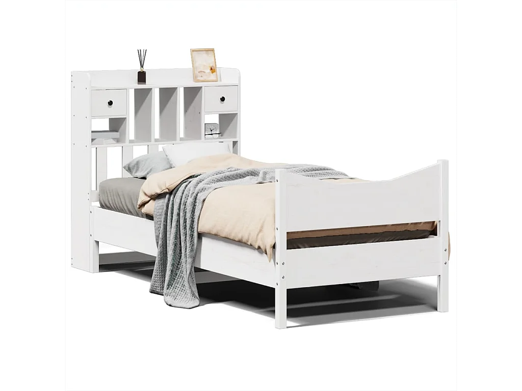 Cadre de lit sans matelas blanc 90x200 cm bois de pin massif