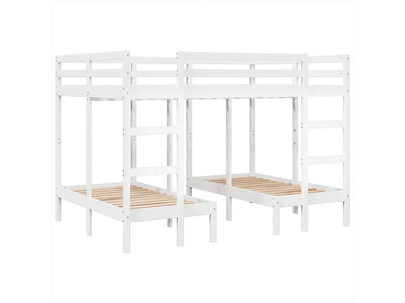 Stapelbed 3-voudig grenenhout wit 140x200/70x140 cm