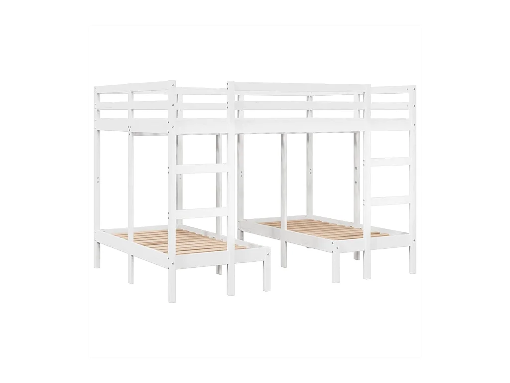 Lit superposé triple blanc 140x200/70x140 cm bois de pin massif