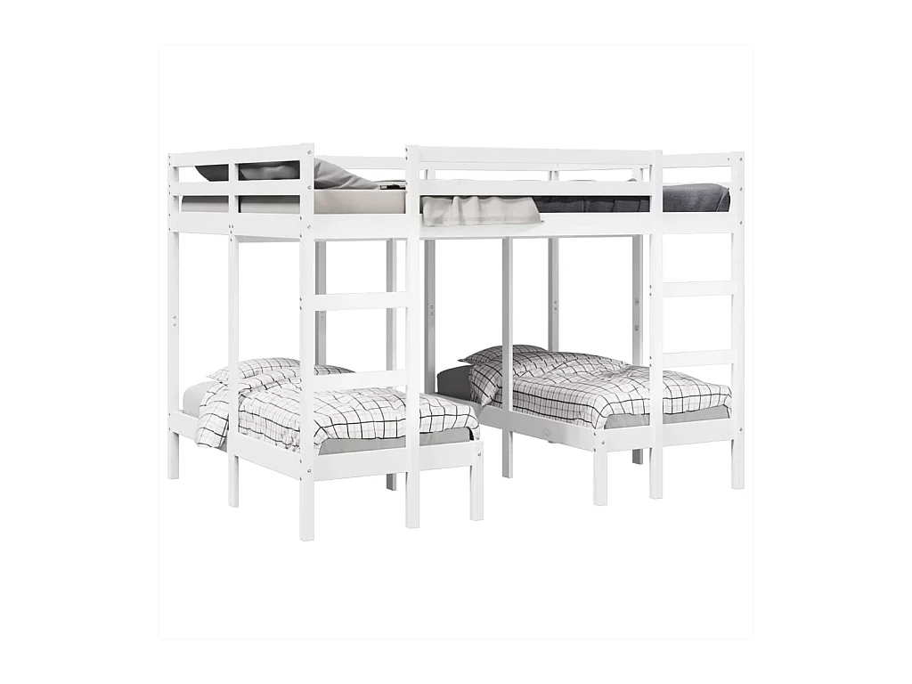 Lit superposé triple blanc 140x200/70x140 cm bois de pin massif