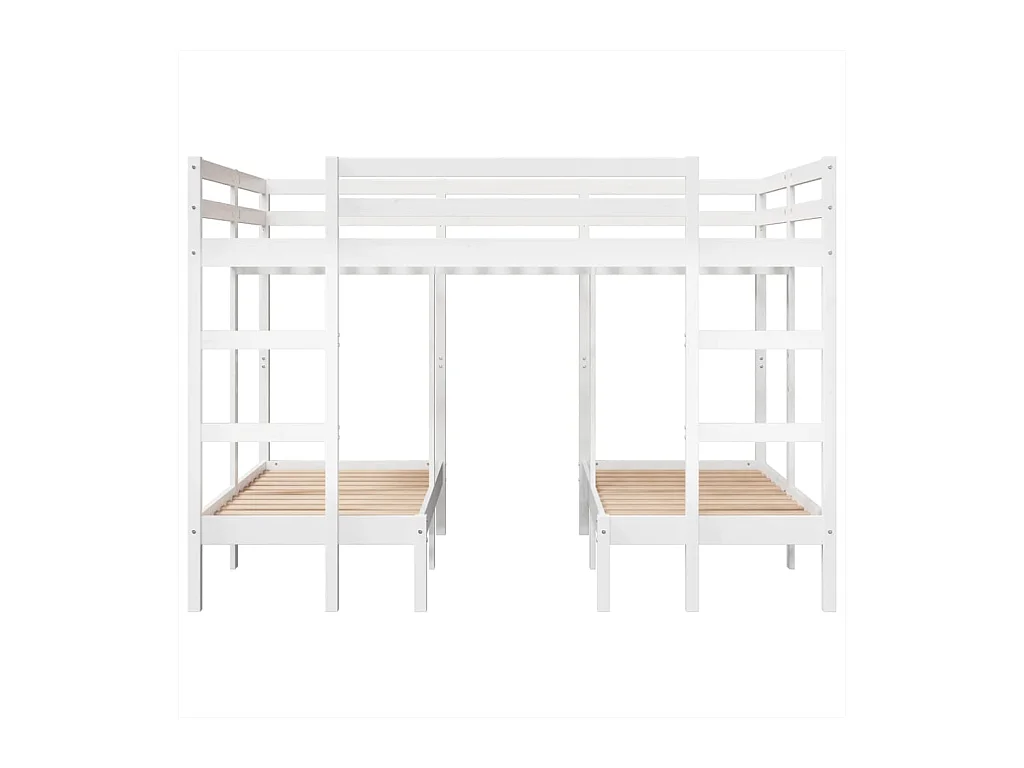 Lit superposé triple blanc 140x200/70x140 cm bois de pin massif