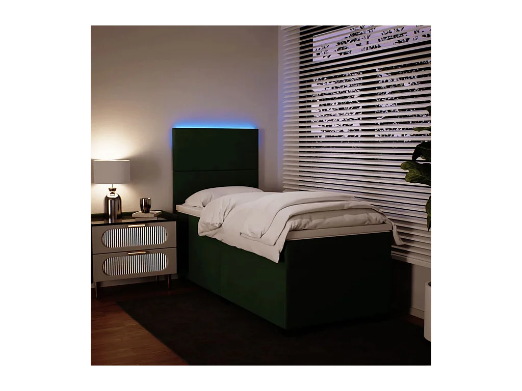 Sommier à lattes de lit avec matelas Vert foncé 90x200 cm