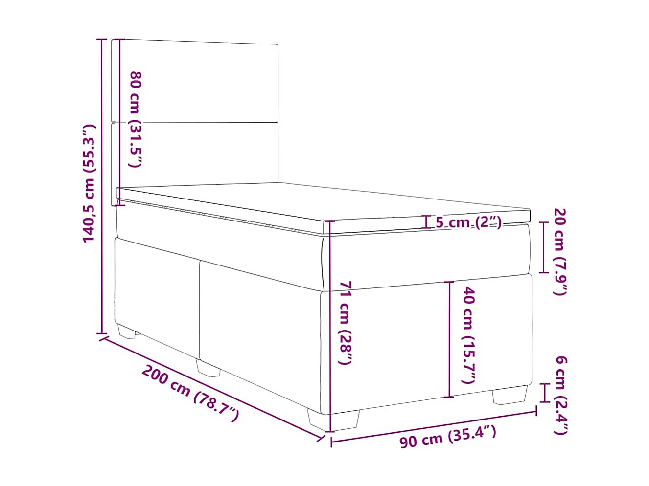 Boxspring met matras fluweel donkergroen 90x200 cm
