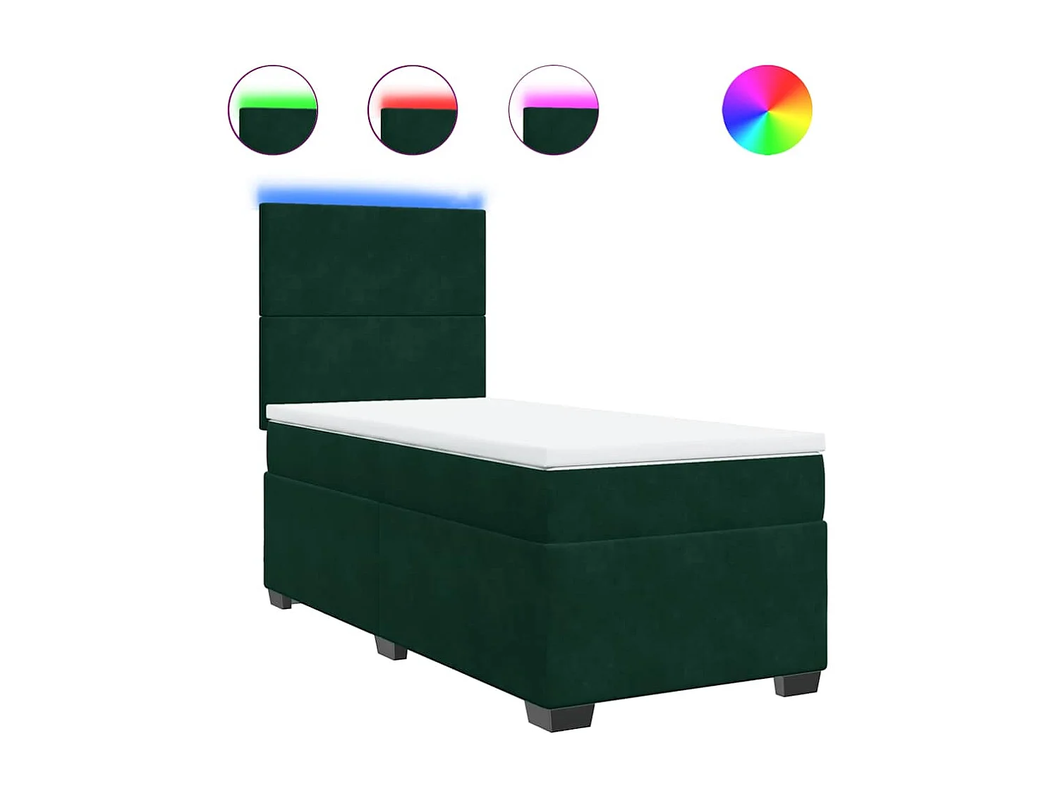 Cama com molas/colchão 90x200 cm veludo verde-escuro